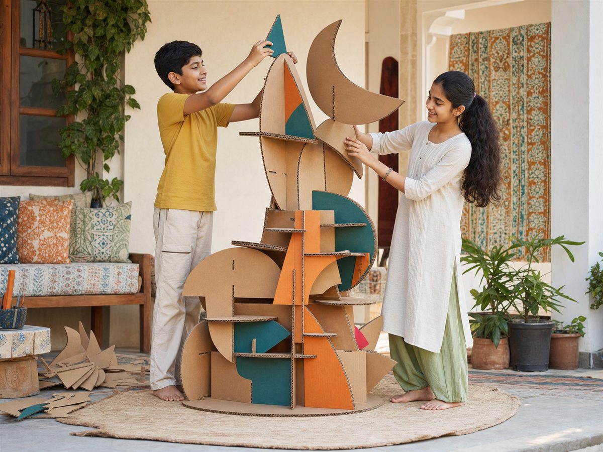 Create a cardboard sculpture